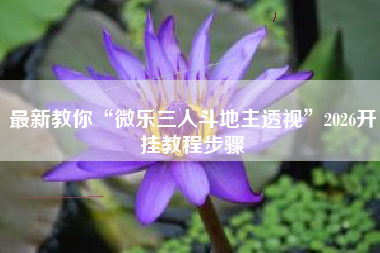 最新教你“微乐三人斗地主透视	”2026开挂教程步骤