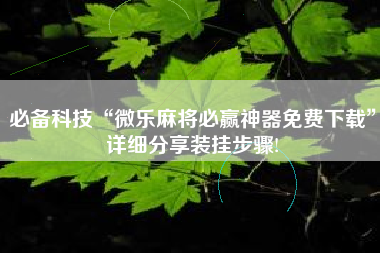 必备科技“微乐麻将必赢神器免费下载	”详细分享装挂步骤!