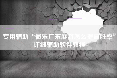 专用辅助“微乐广东麻将怎么提高胜率”详细辅助软件教程