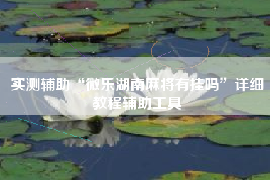 实测辅助“微乐湖南麻将有挂吗	”详细教程辅助工具