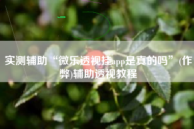 实测辅助“微乐透视挂app是真的吗	”(作弊)辅助透视教程