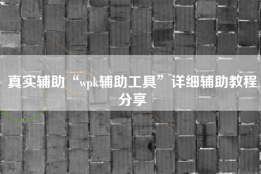 真实辅助“wpk辅助工具	”详细辅助教程分享