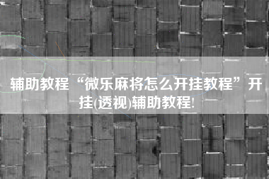 辅助教程“微乐麻将怎么开挂教程”开挂(透视)辅助教程!