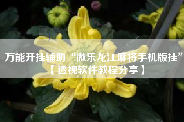 万能开挂辅助“微乐龙江麻将手机版挂”【透视软件教程分享】