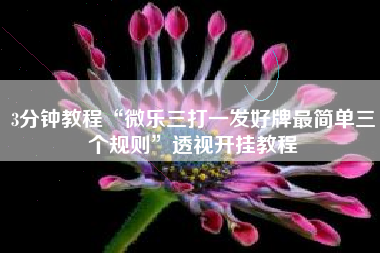 3分钟教程“微乐三打一发好牌最简单三个规则”透视开挂教程