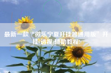 最新一款“微乐宁夏开挂器通用版	”开挂(透视)辅助教程!