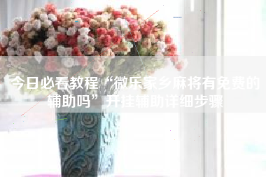 今日必看教程“微乐家乡麻将有免费的辅助吗	”开挂辅助详细步骤