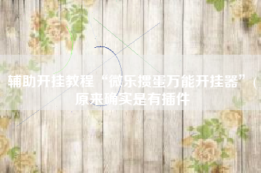 辅助开挂教程“微乐掼蛋万能开挂器	”(原来确实是有插件