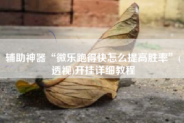 辅助神器“微乐跑得快怎么提高胜率”(透视)开挂详细教程