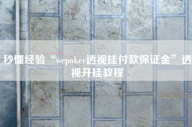 秒懂经验“wepoker透视挂付款保证金”透视开挂教程