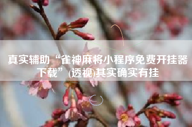 真实辅助“雀神麻将小程序免费开挂器下载”(透视)其实确实有挂