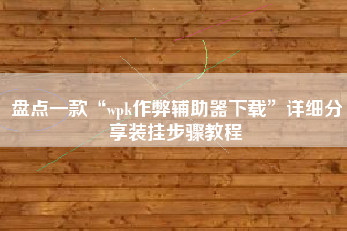 盘点一款“wpk作弊辅助器下载”详细分享装挂步骤教程
