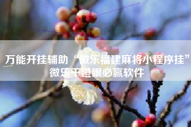 万能开挂辅助“微乐福建麻将小程序挂	”微乐干瞪眼必赢软件