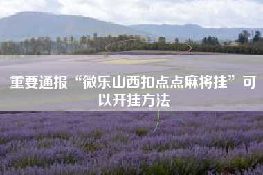 重要通报“微乐山西扣点点麻将挂”可以开挂方法