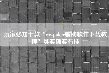 玩家必知十款“we-poker辅助软件下载教程”其实确实有挂