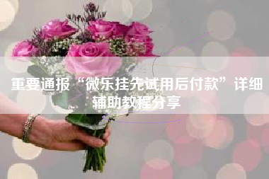 重要通报“微乐挂先试用后付款	”详细辅助教程分享