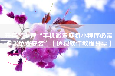 开挂器推荐“手机微乐麻将小程序必赢神器免费安装	”【透视软件教程分享】