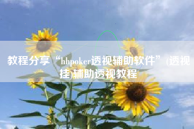 教程分享“hhpoker透视辅助软件	”(透视挂)辅助透视教程