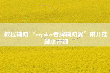 教程辅助!“wepoker看牌辅助器	”附开挂脚本详细