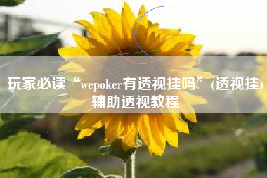 玩家必读“wepoker有透视挂吗”(透视挂)辅助透视教程