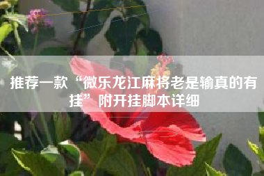 推荐一款“微乐龙江麻将老是输真的有挂	”附开挂脚本详细