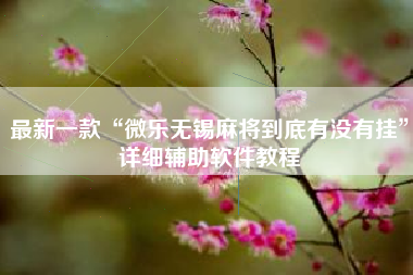 最新一款“微乐无锡麻将到底有没有挂”详细辅助软件教程