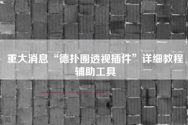 重大消息“德扑圈透视插件”详细教程辅助工具