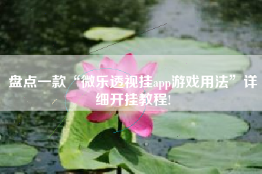 盘点一款“微乐透视挂app游戏用法”详细开挂教程!