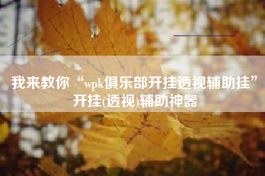 我来教你“wpk俱乐部开挂透视辅助挂”开挂(透视)辅助神器