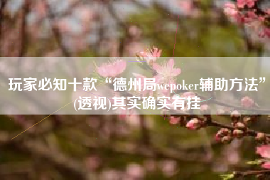 玩家必知十款“德州局wepoker辅助方法”(透视)其实确实有挂