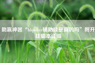 助赢神器“hhpoker辅助挂是真的吗”附开挂脚本详细