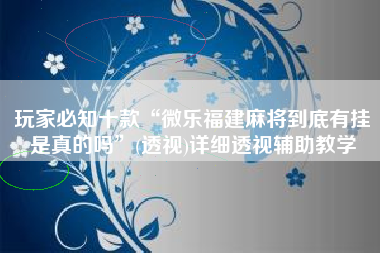 玩家必知十款“微乐福建麻将到底有挂是真的吗”(透视)详细透视辅助教学