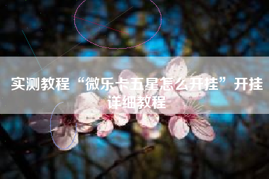 实测教程“微乐卡五星怎么开挂”开挂详细教程