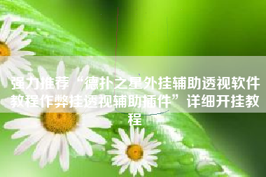 强力推荐“德扑之星外挂辅助透视软件教程作弊挂透视辅助插件”详细开挂教程