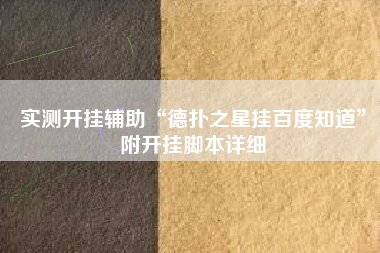 实测开挂辅助“德扑之星挂百度知道”附开挂脚本详细