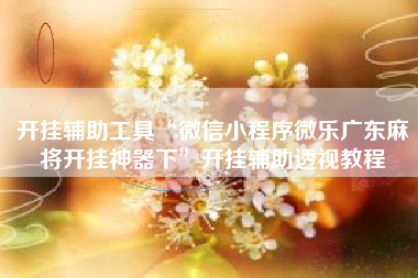 开挂辅助工具“微信小程序微乐广东麻将开挂神器下”开挂辅助透视教程