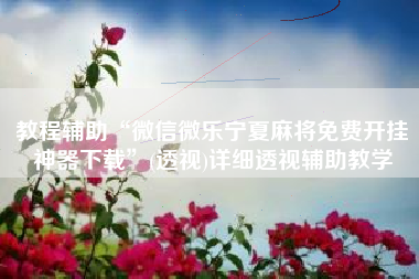 教程辅助“微信微乐宁夏麻将免费开挂神器下载”(透视)详细透视辅助教学