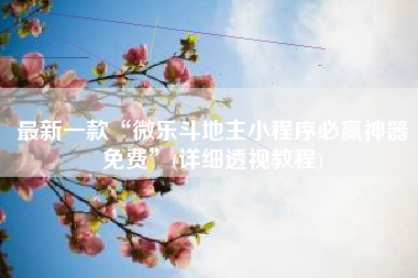 最新一款“微乐斗地主小程序必赢神器免费	”(详细透视教程)