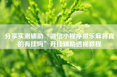 分享实测辅助“微信小程序微乐麻将真的有挂吗	”开挂辅助透视教程