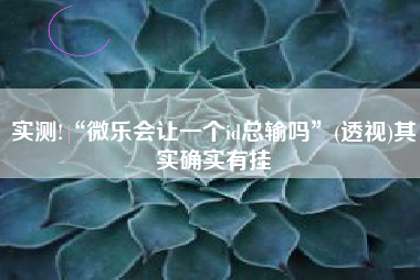 实测!“微乐会让一个id总输吗”(透视)其实确实有挂