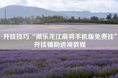 开挂技巧“微乐龙江麻将手机版免费挂	”开挂辅助透视教程