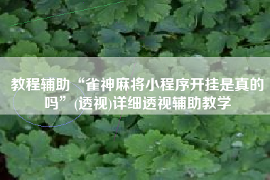 教程辅助“雀神麻将小程序开挂是真的吗	”(透视)详细透视辅助教学