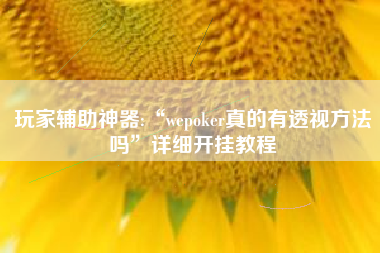 玩家辅助神器:“wepoker真的有透视方法吗	”详细开挂教程