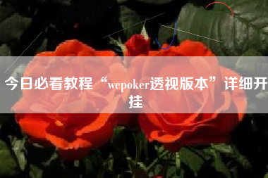 今日必看教程“wepoker透视版本”详细开挂