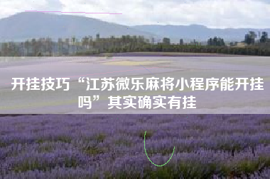 开挂技巧“江苏微乐麻将小程序能开挂吗	”其实确实有挂