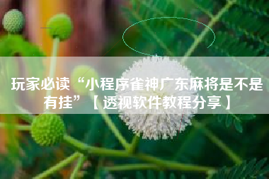 玩家必读“小程序雀神广东麻将是不是有挂”【透视软件教程分享】