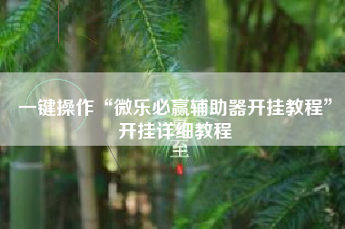 一键操作“微乐必赢辅助器开挂教程	”开挂详细教程