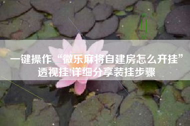 一键操作“微乐麻将自建房怎么开挂	”透视挂!详细分享装挂步骤