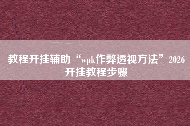 教程开挂辅助“wpk作弊透视方法”2026开挂教程步骤