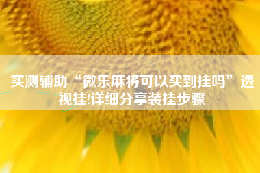 实测辅助“微乐麻将可以买到挂吗”透视挂!详细分享装挂步骤